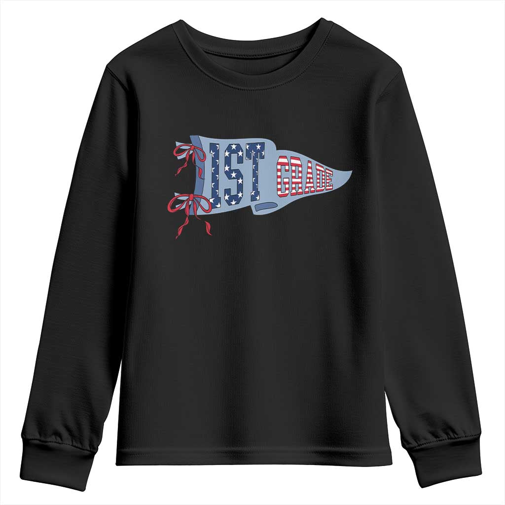1st Grade Teacher Pennant US Flag Back to School Youth Sweatshirt TS14 Black Print Your Wear