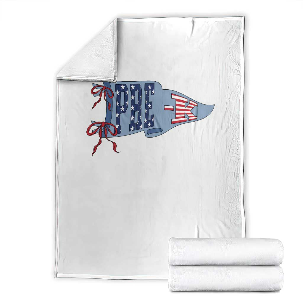 Pre-K Teacher Pennant US Flag Back to School Throw Blanket TS14 White Print Your Wear