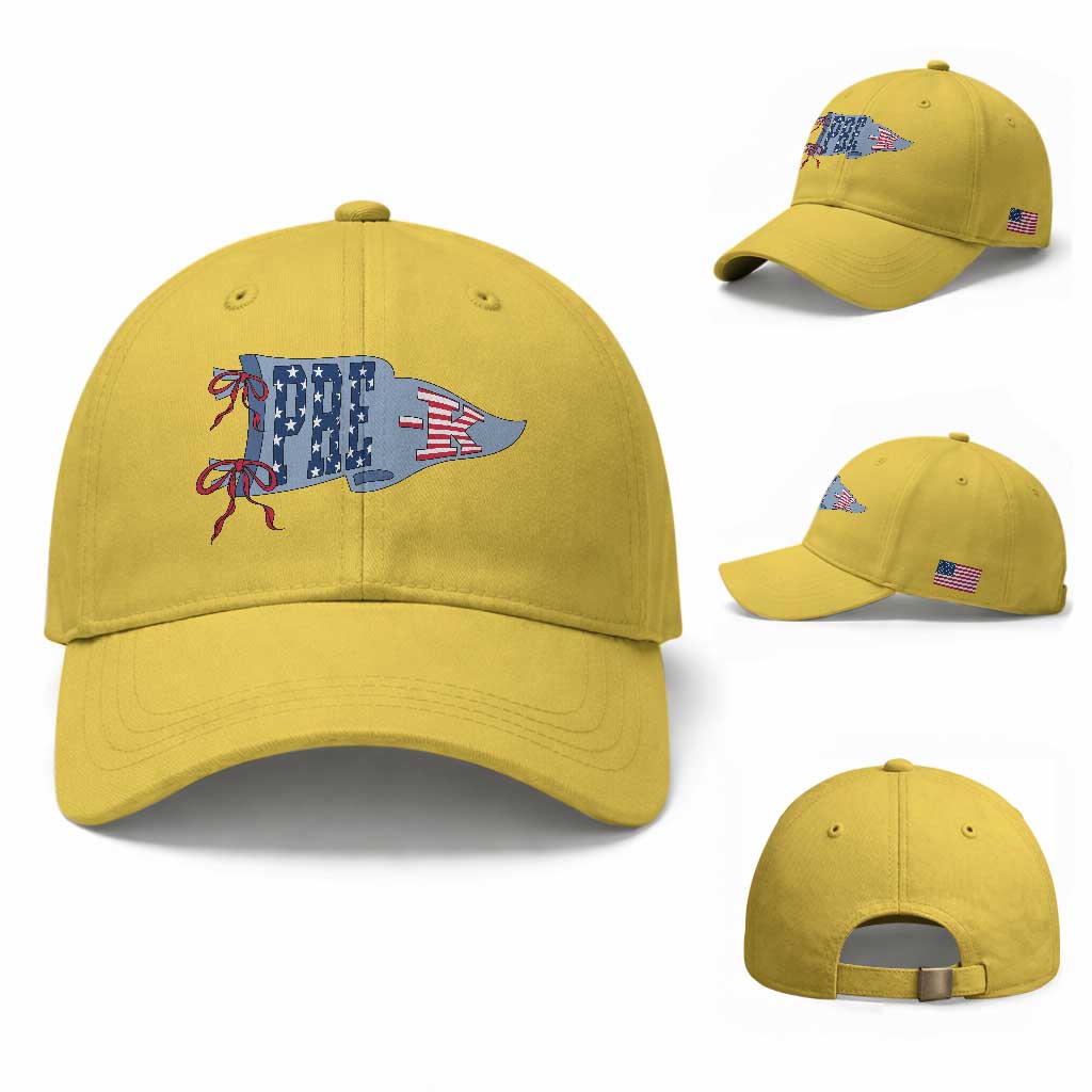 Pre-K Teacher Pennant US Flag Back to School Baseball Cap TS14 Baseball Cap Universal Fit Yellow Print Your Wear