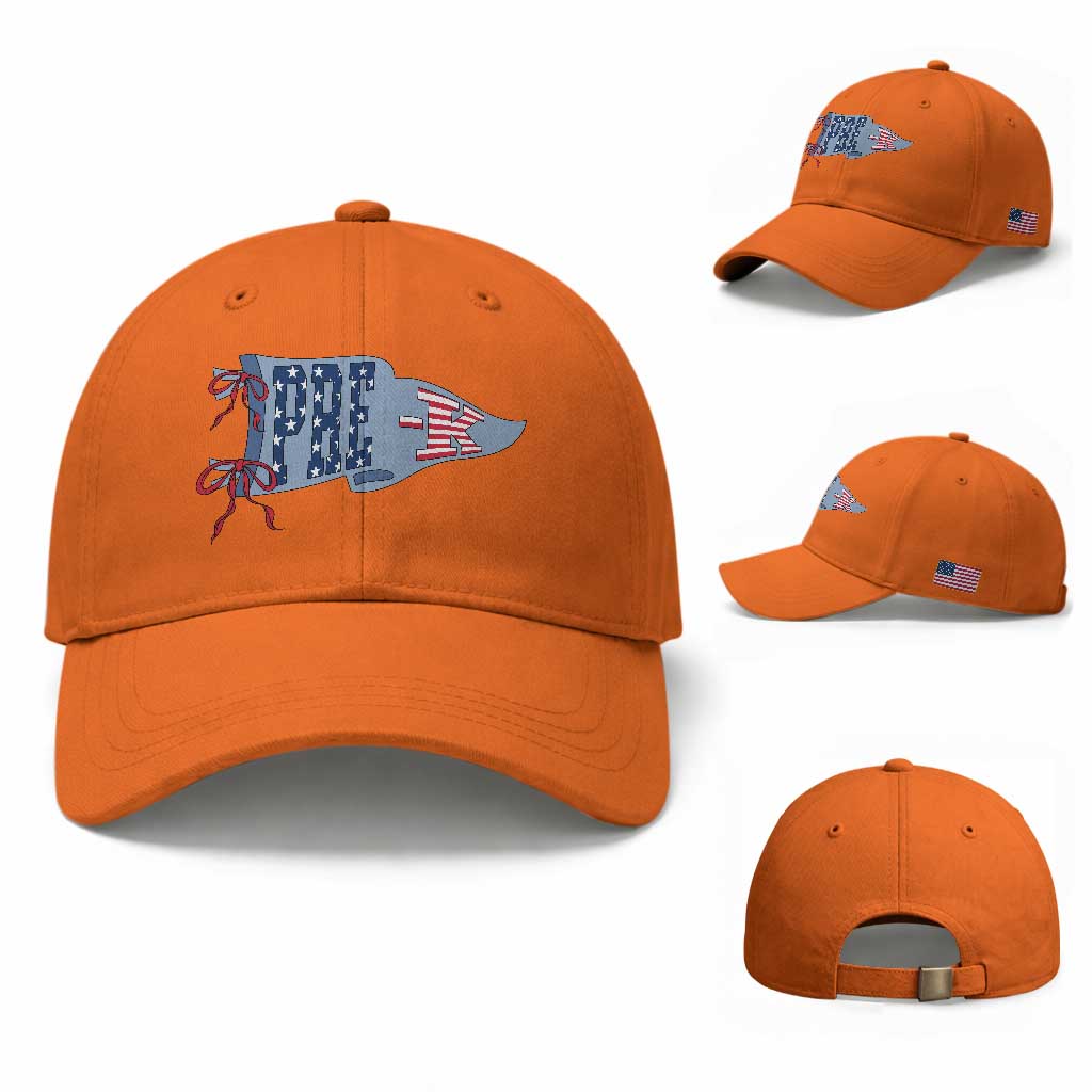 Pre-K Teacher Pennant US Flag Back to School Baseball Cap TS14 Baseball Cap Universal Fit Orange Print Your Wear