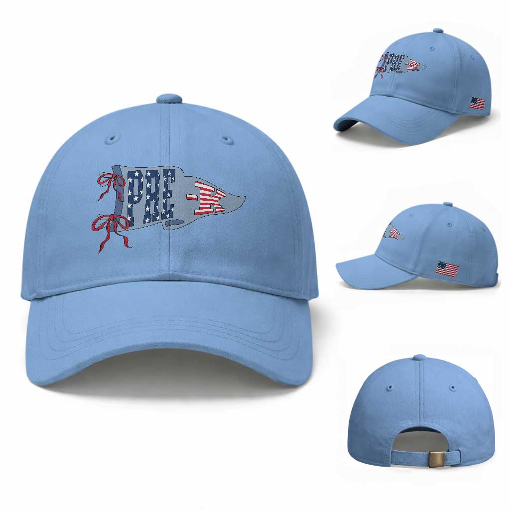 Pre-K Teacher Pennant US Flag Back to School Baseball Cap TS14 Baseball Cap Universal Fit Light Blue Print Your Wear