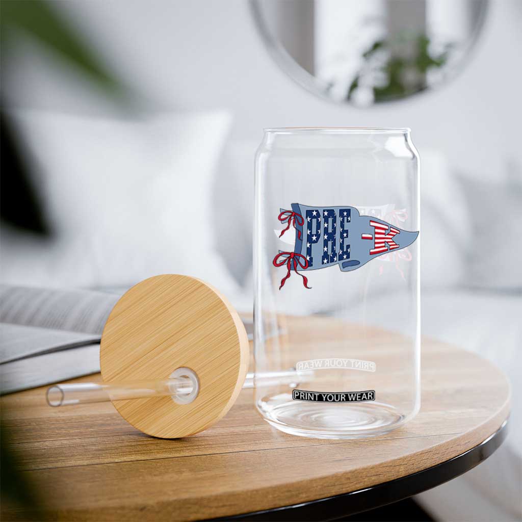 Pre-K Teacher Pennant US Flag Back to School Glass Can TS14 Print Your Wear
