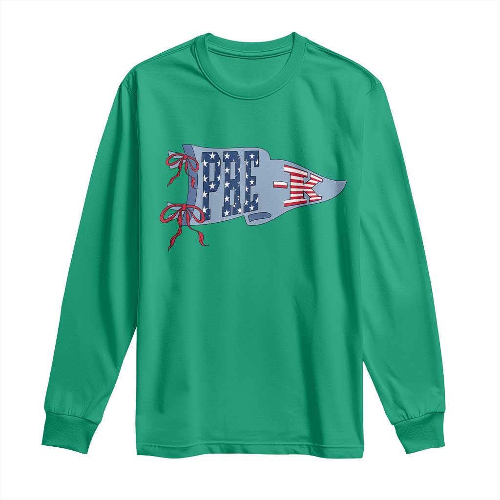 Pre-K Teacher Pennant US Flag Back to School Long Sleeve Shirt TS14 Irish Green Print Your Wear