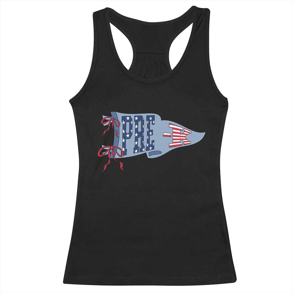 Pre-K Teacher Pennant US Flag Back to School Racerback Tank Top TS14 Black Print Your Wear