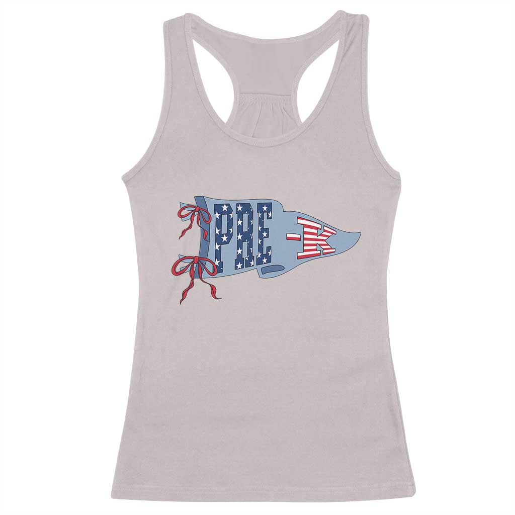 Pre-K Teacher Pennant US Flag Back to School Racerback Tank Top TS14 Ice Gray Print Your Wear