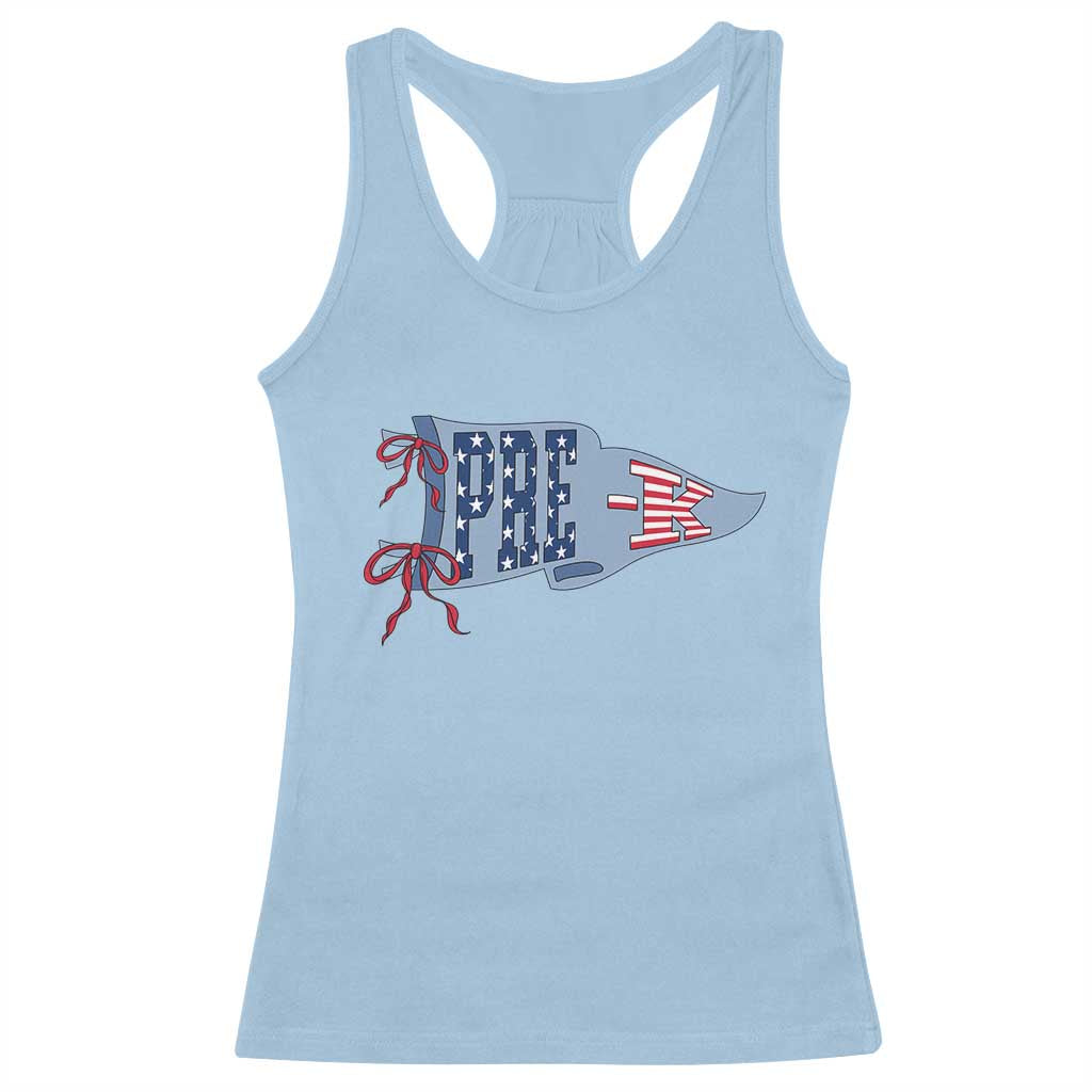 Pre-K Teacher Pennant US Flag Back to School Racerback Tank Top TS14 Light Blue Print Your Wear