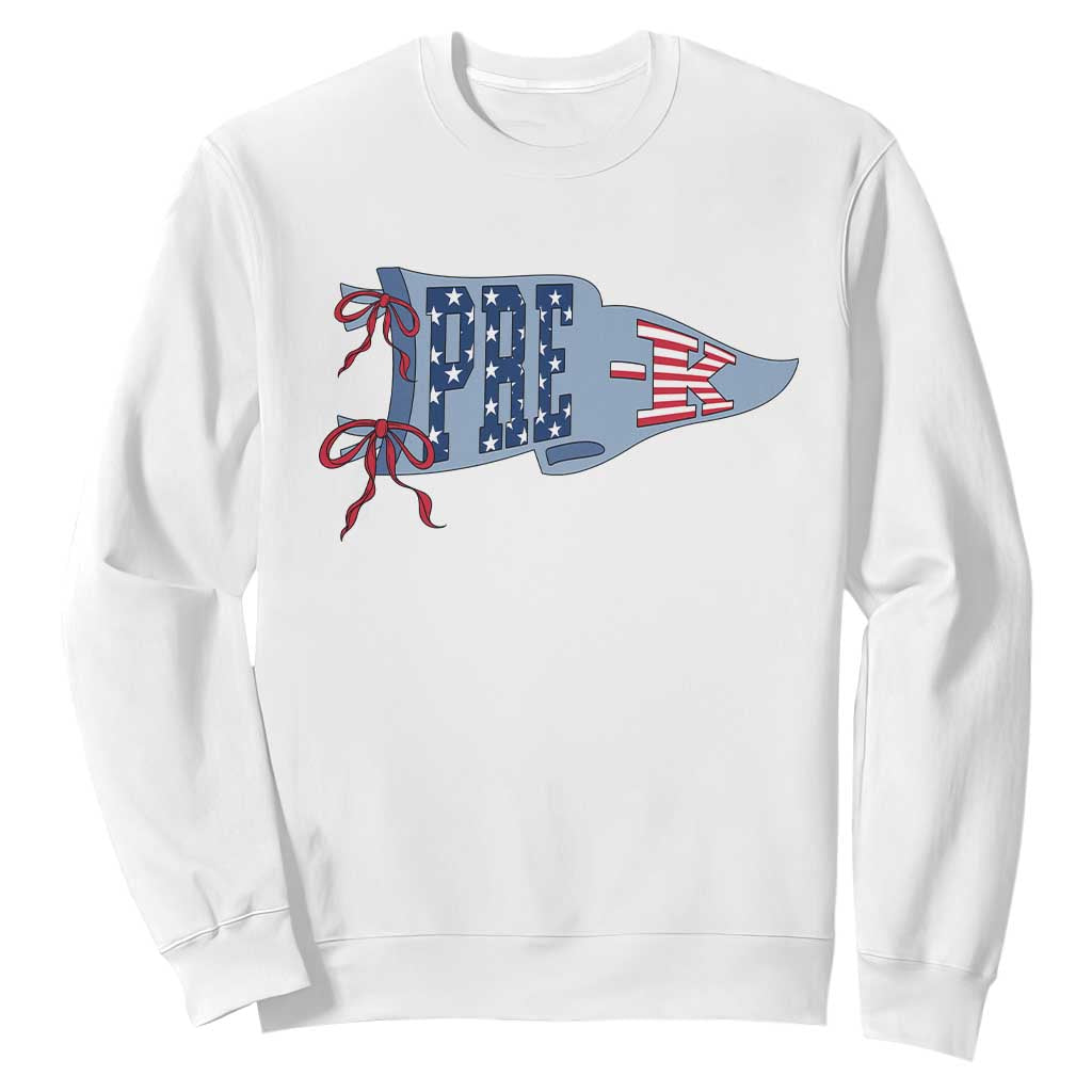 Pre-K Teacher Pennant US Flag Back to School Sweatshirt TS14 White Print Your Wear