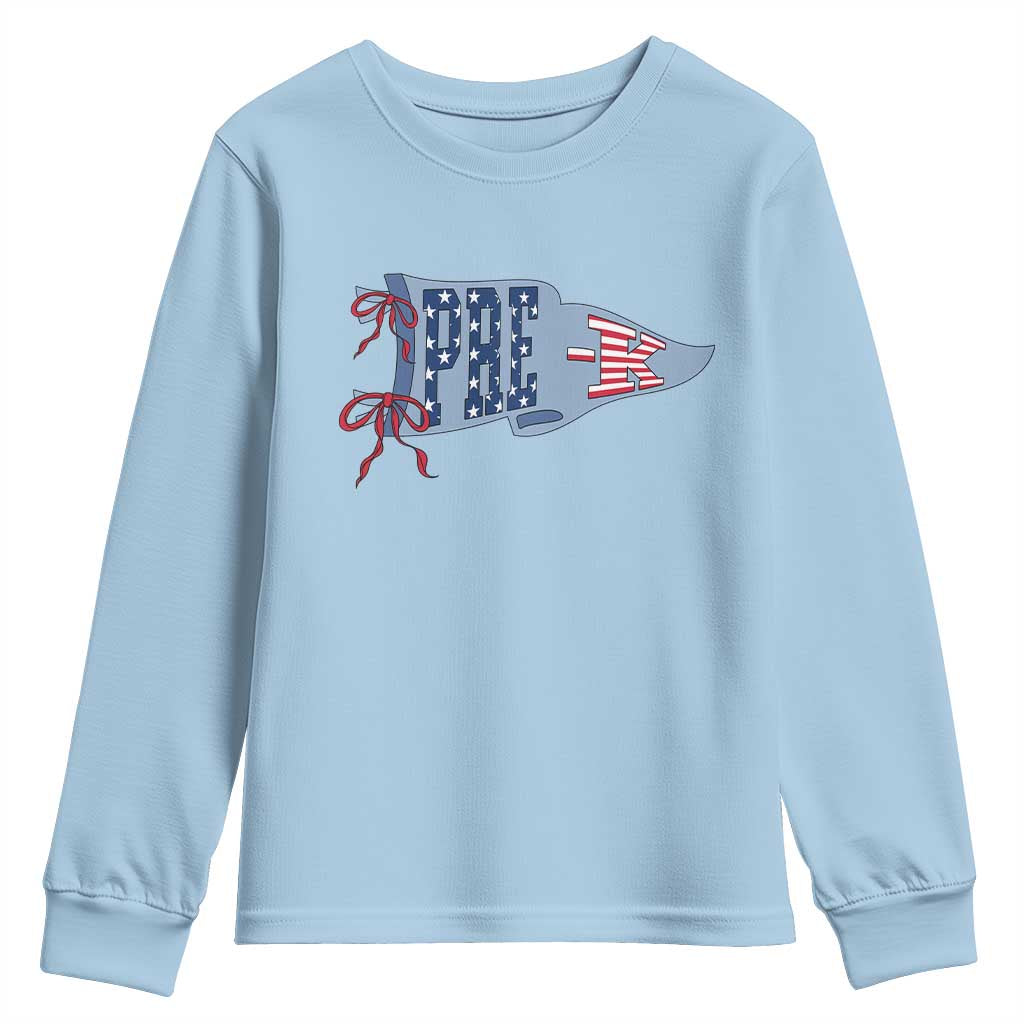 Pre-K Teacher Pennant US Flag Back to School Youth Sweatshirt TS14 Light Blue Print Your Wear