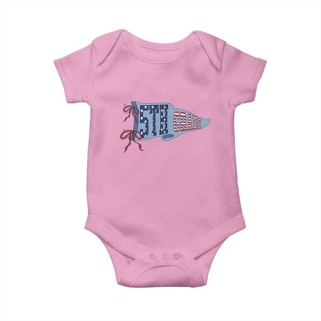 5th Grade Teacher Pennant US Flag Back to School Baby Onesie TS14 Light Pink Print Your Wear