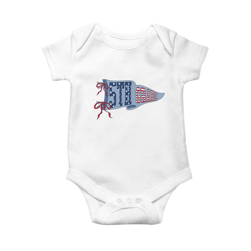 5th Grade Teacher Pennant US Flag Back to School Baby Onesie TS14 White Print Your Wear