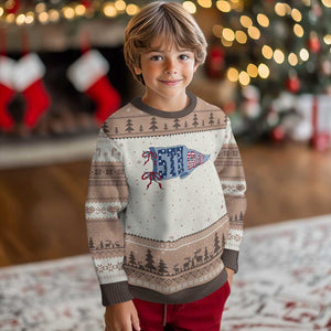 5th Grade Teacher Pennant US Flag Back to School Ugly Christmas Sweater TS14 Mocha Mousse Print Your Wear