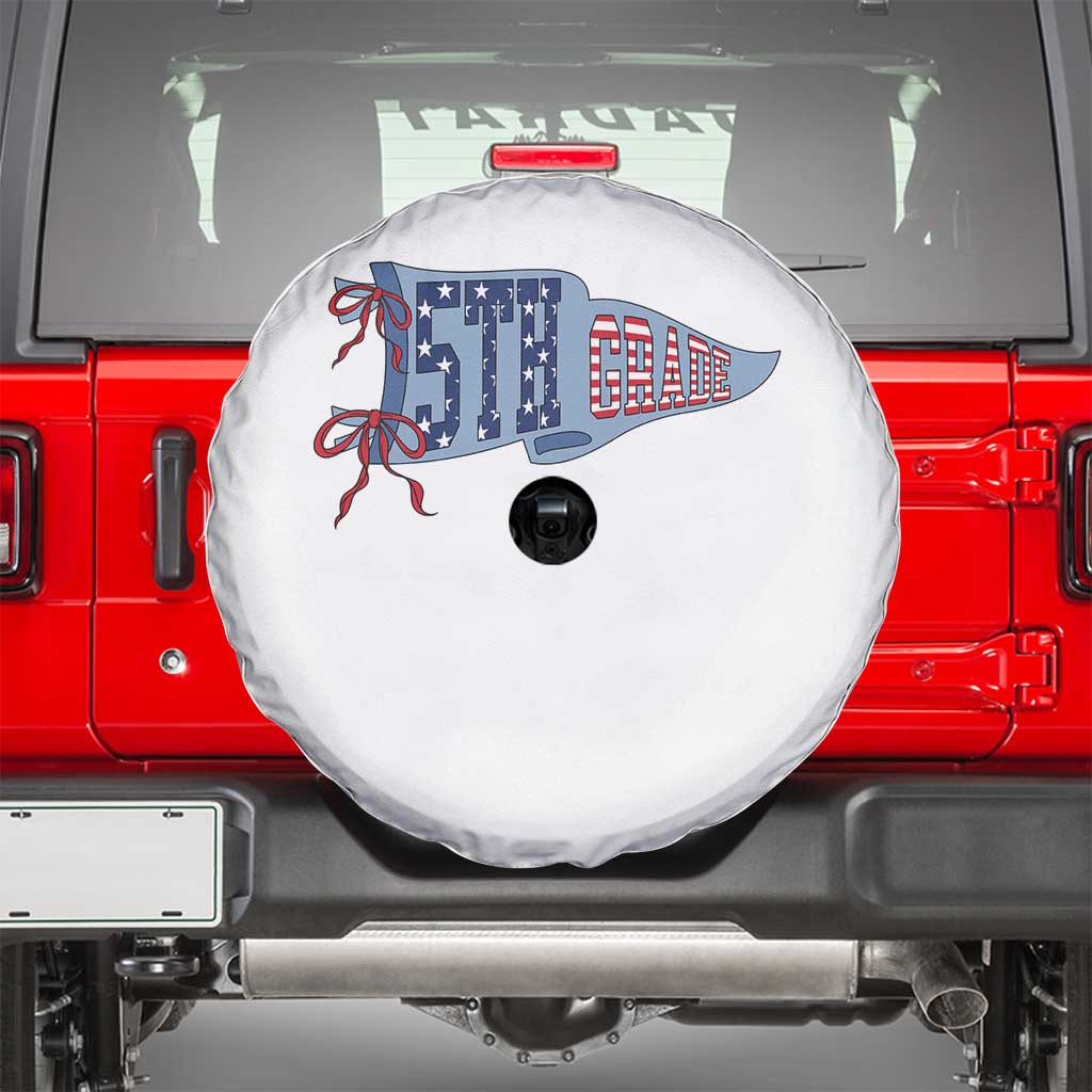 5th Grade Teacher Pennant US Flag Back to School Spare Tire Cover TS14 White Print Your Wear