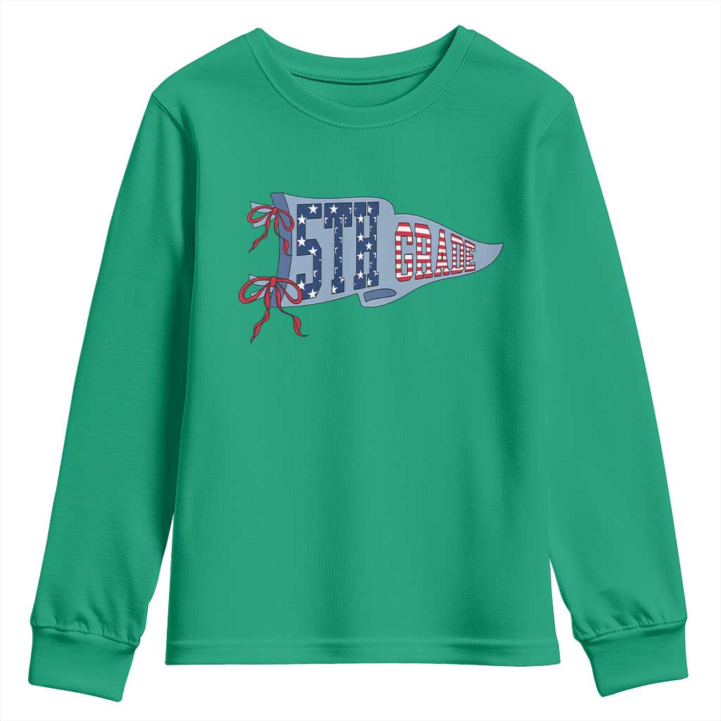 5th Grade Teacher Pennant US Flag Back to School Youth Sweatshirt TS14 Irish Green Print Your Wear