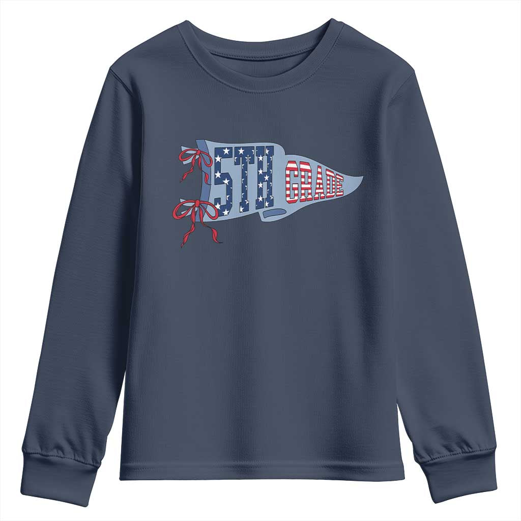 5th Grade Teacher Pennant US Flag Back to School Youth Sweatshirt TS14 Navy Print Your Wear