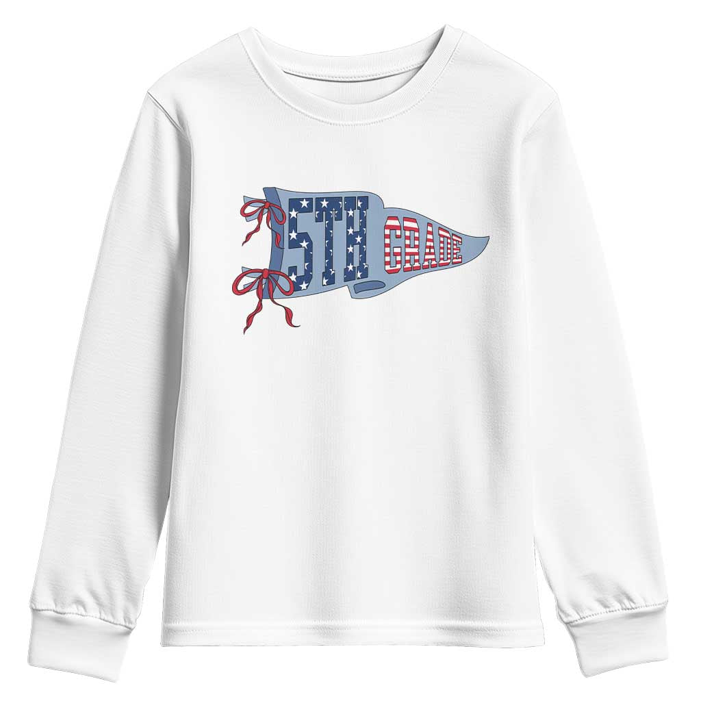 5th Grade Teacher Pennant US Flag Back to School Youth Sweatshirt TS14 White Print Your Wear