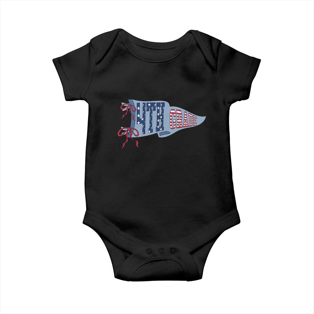 4th Grade Teacher Pennant US Flag Back to School Baby Onesie TS14 Black Print Your Wear