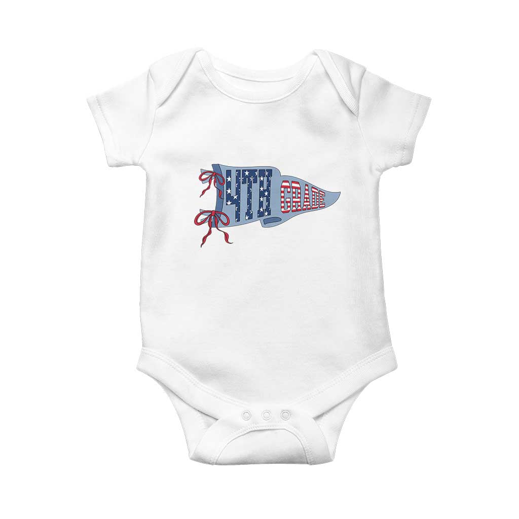 4th Grade Teacher Pennant US Flag Back to School Baby Onesie TS14 White Print Your Wear