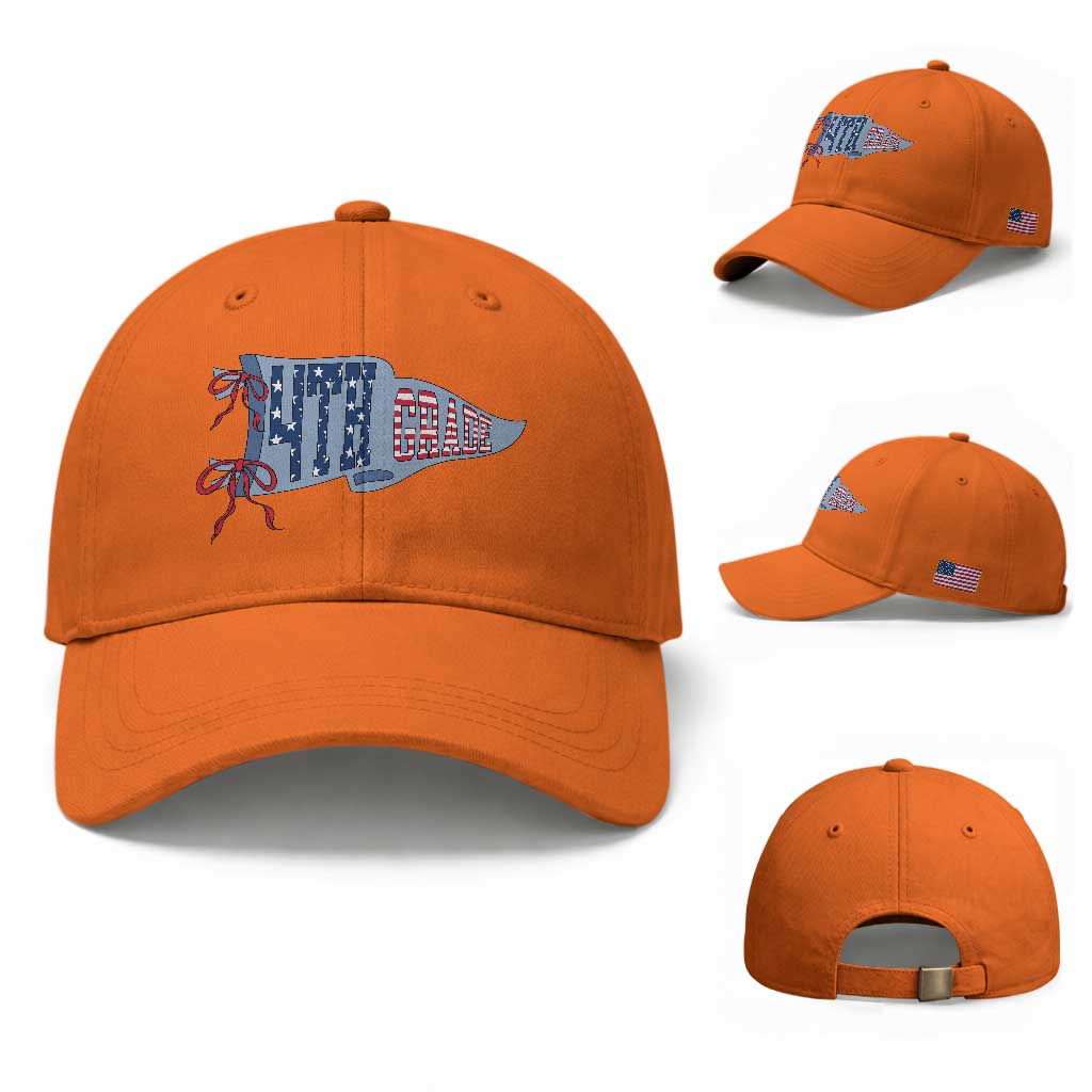 4th Grade Teacher Pennant US Flag Back to School Baseball Cap TS14 Baseball Cap Universal Fit Orange Print Your Wear