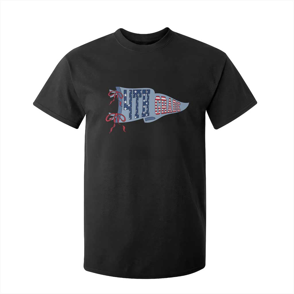 4th Grade Teacher Pennant US Flag Back to School T Shirt For Kid TS14 Black Print Your Wear