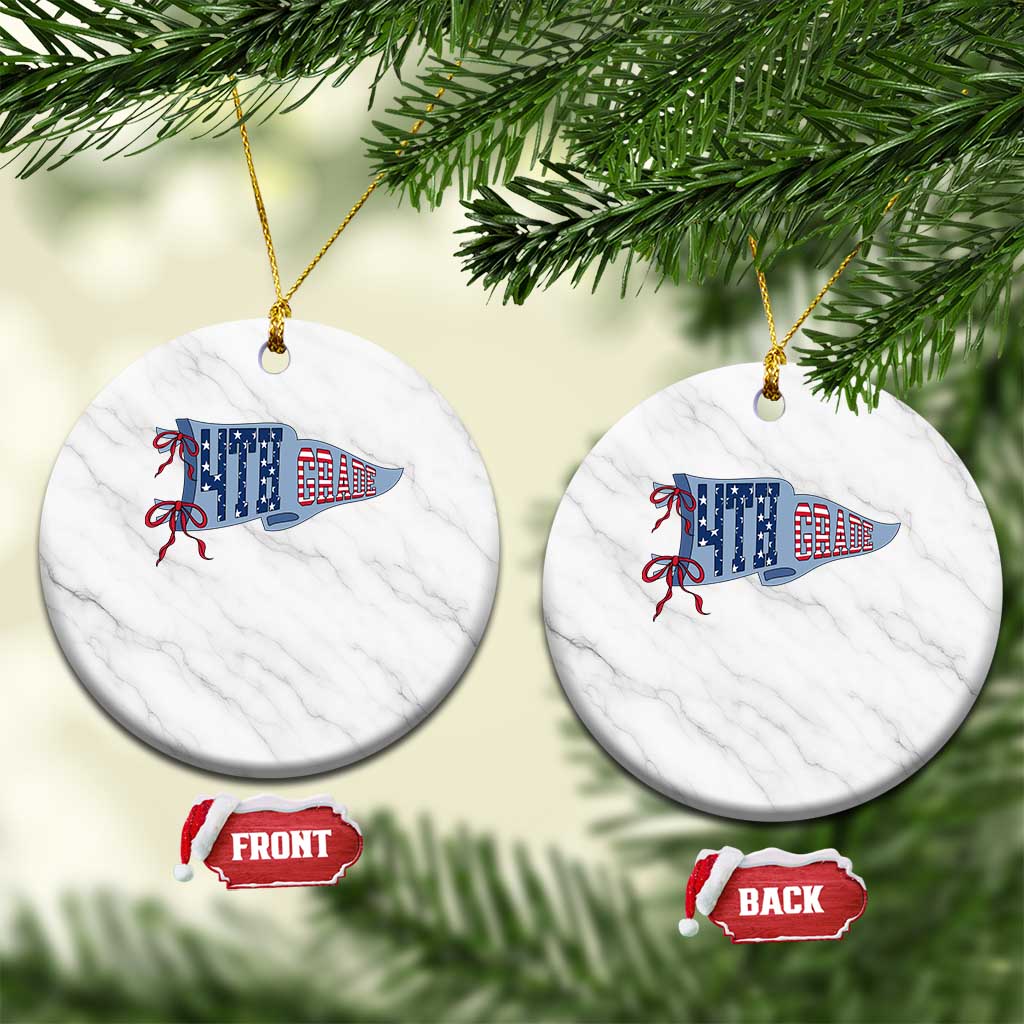 4th Grade Teacher Pennant US Flag Back to School Ceramic Ornament TS14 1pc White Marble Print Your Wear