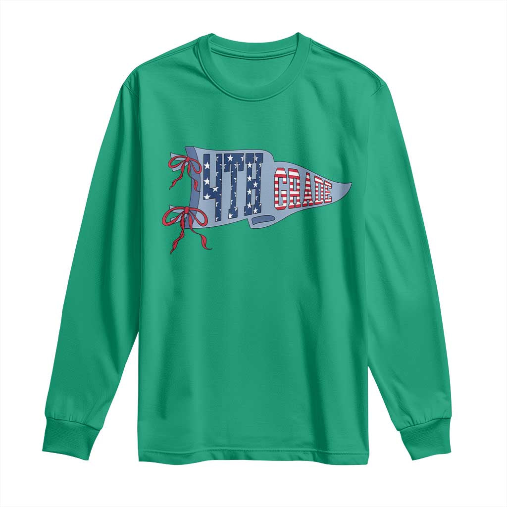 4th Grade Teacher Pennant US Flag Back to School Long Sleeve Shirt TS14 Irish Green Print Your Wear