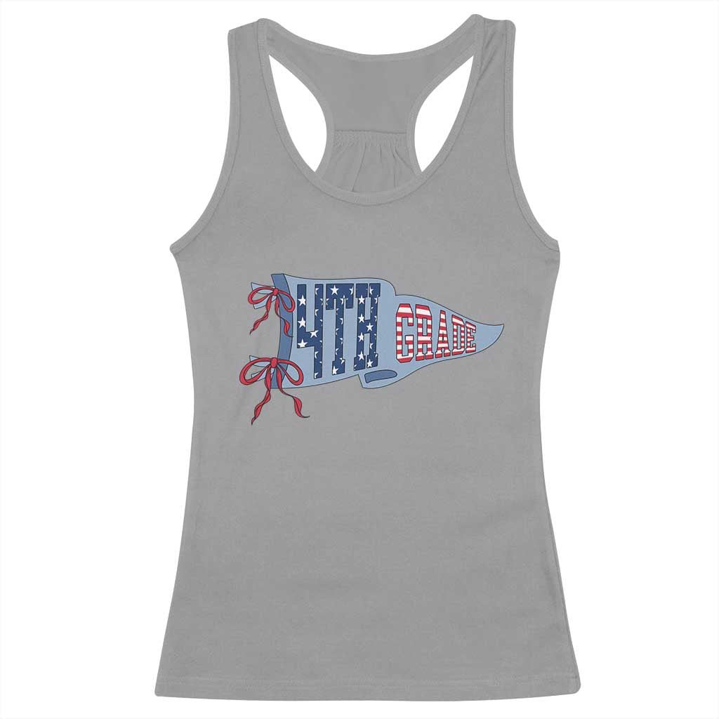 4th Grade Teacher Pennant US Flag Back to School Racerback Tank Top TS14 Sport Gray Print Your Wear