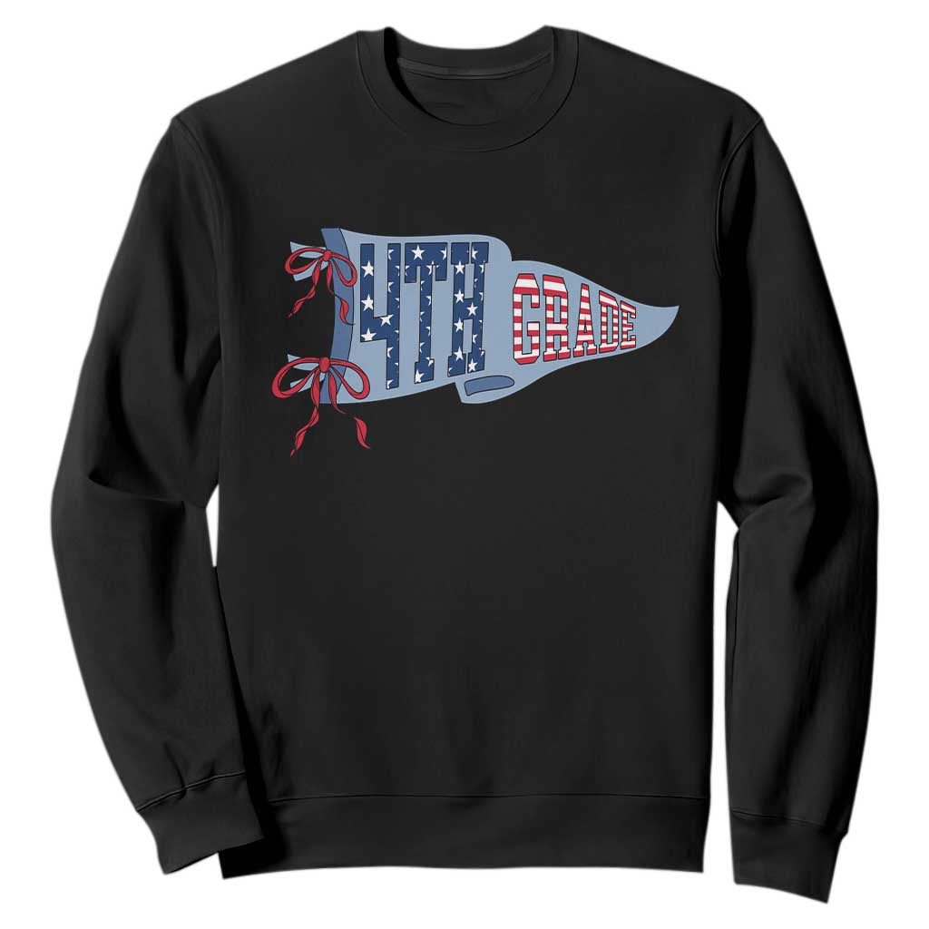 4th Grade Teacher Pennant US Flag Back to School Sweatshirt TS14 Black Print Your Wear