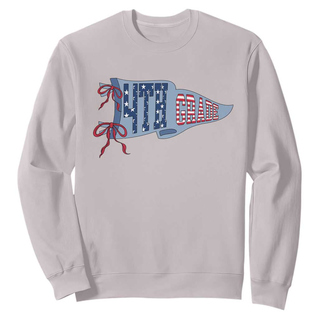 4th Grade Teacher Pennant US Flag Back to School Sweatshirt TS14 Ice Gray Print Your Wear