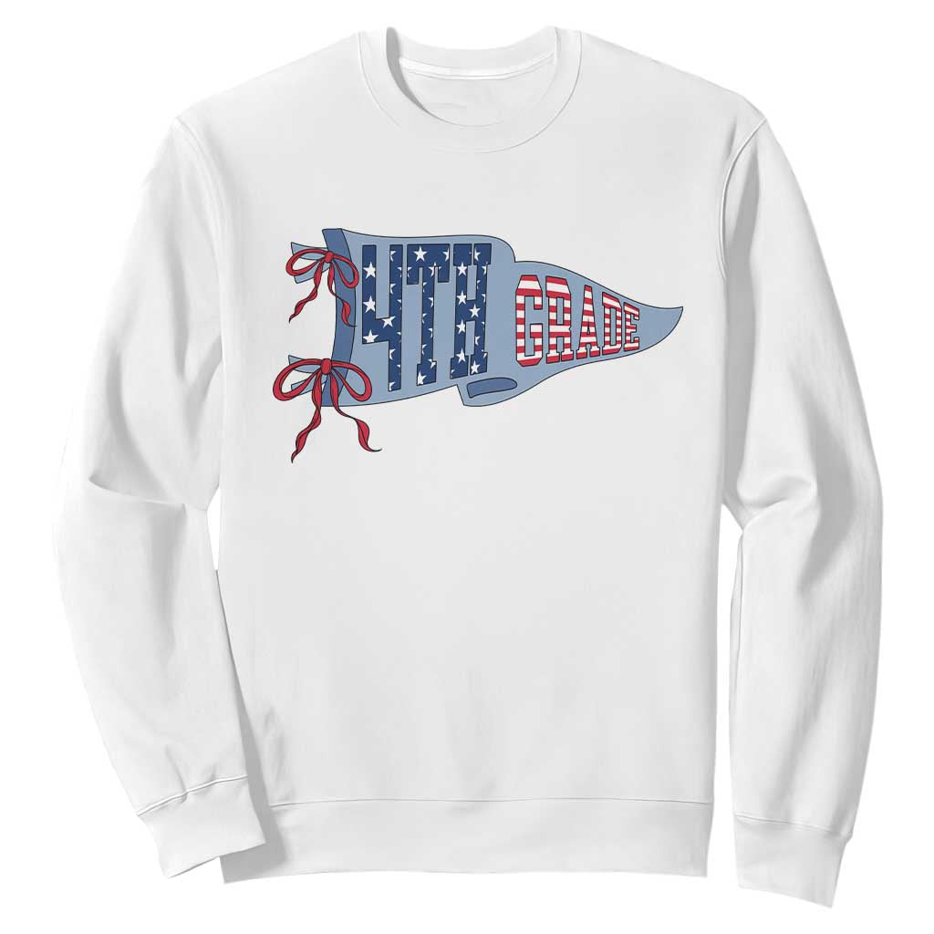 4th Grade Teacher Pennant US Flag Back to School Sweatshirt TS14 White Print Your Wear