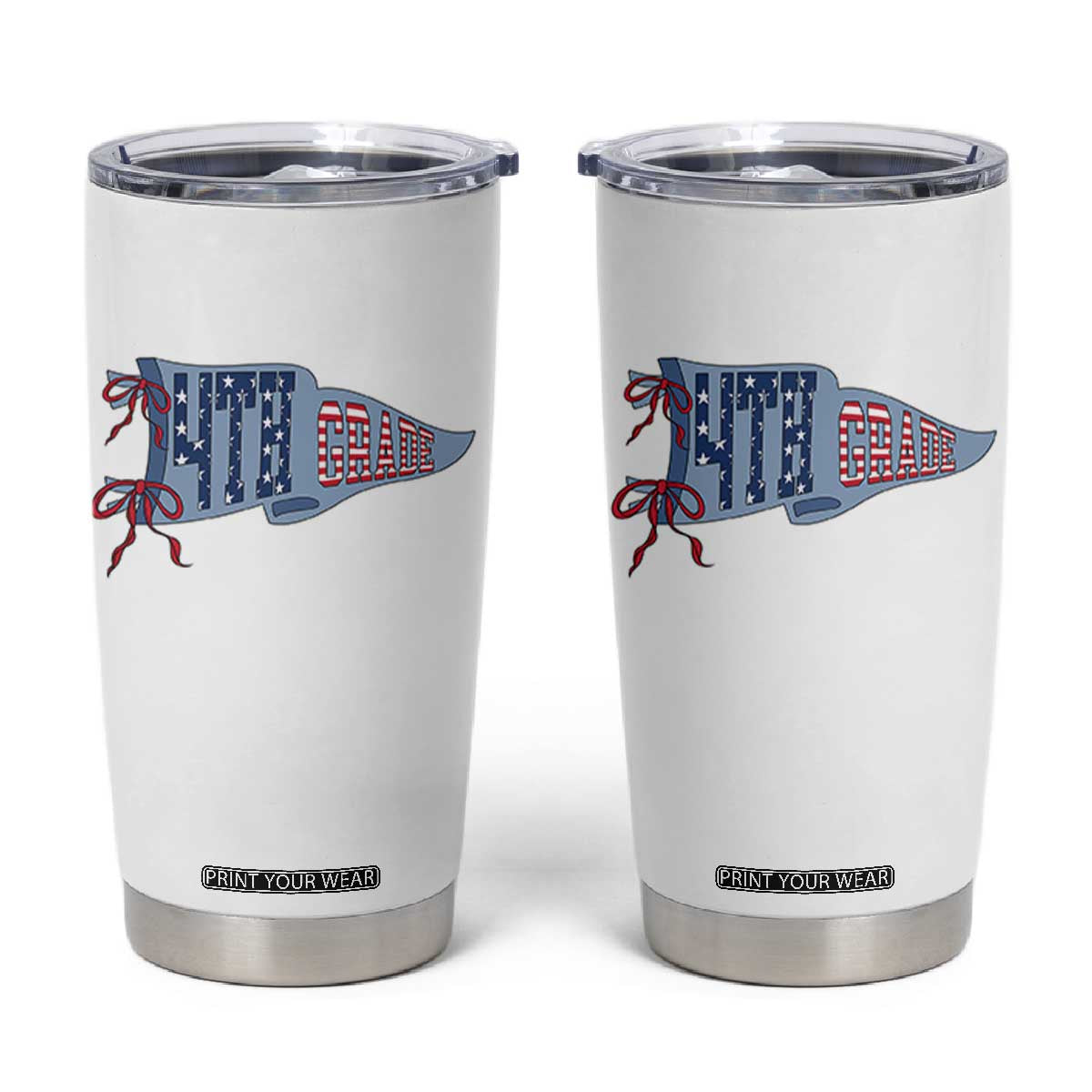 4th Grade Teacher Pennant US Flag Back to School Tumbler Cup TS14 White Print Your Wear