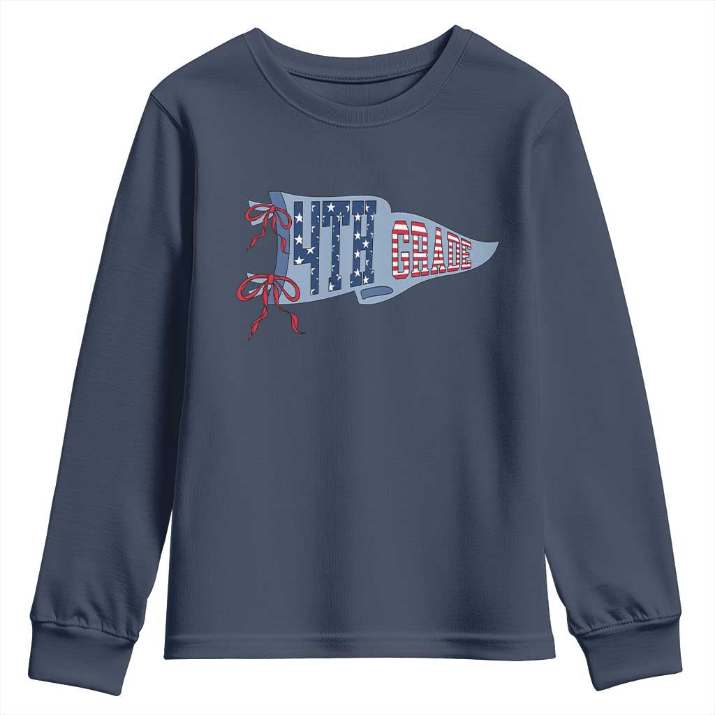4th Grade Teacher Pennant US Flag Back to School Youth Sweatshirt TS14 Navy Print Your Wear