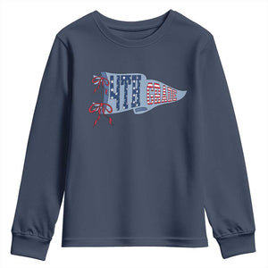 4th Grade Teacher Pennant US Flag Back to School Youth Sweatshirt TS14 Navy Print Your Wear