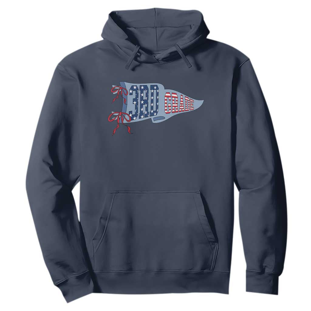 3rd Grade Teacher Pennant US Flag Back to School Hoodie TS14 Navy Print Your Wear