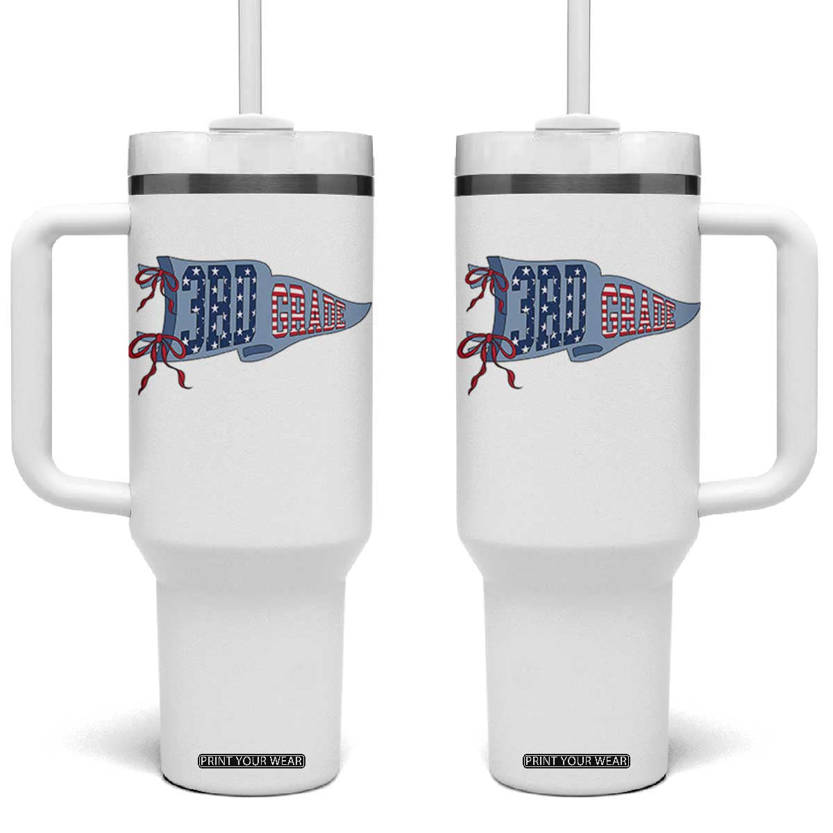 3rd Grade Teacher Pennant US Flag Back to School Tumbler With Handle TS14 One Size: 40 oz White Print Your Wear
