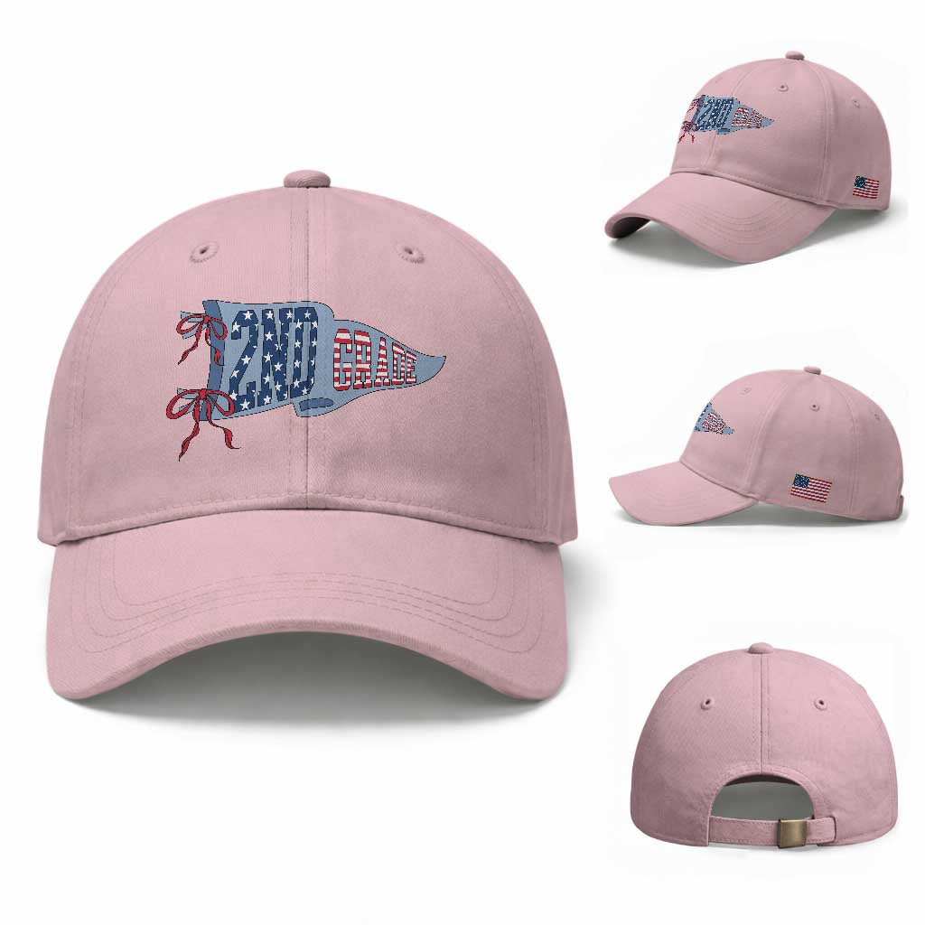 2nd Grade Teacher Pennant US Flag Back to School Baseball Cap TS14 Baseball Cap Universal Fit Light Pink Print Your Wear