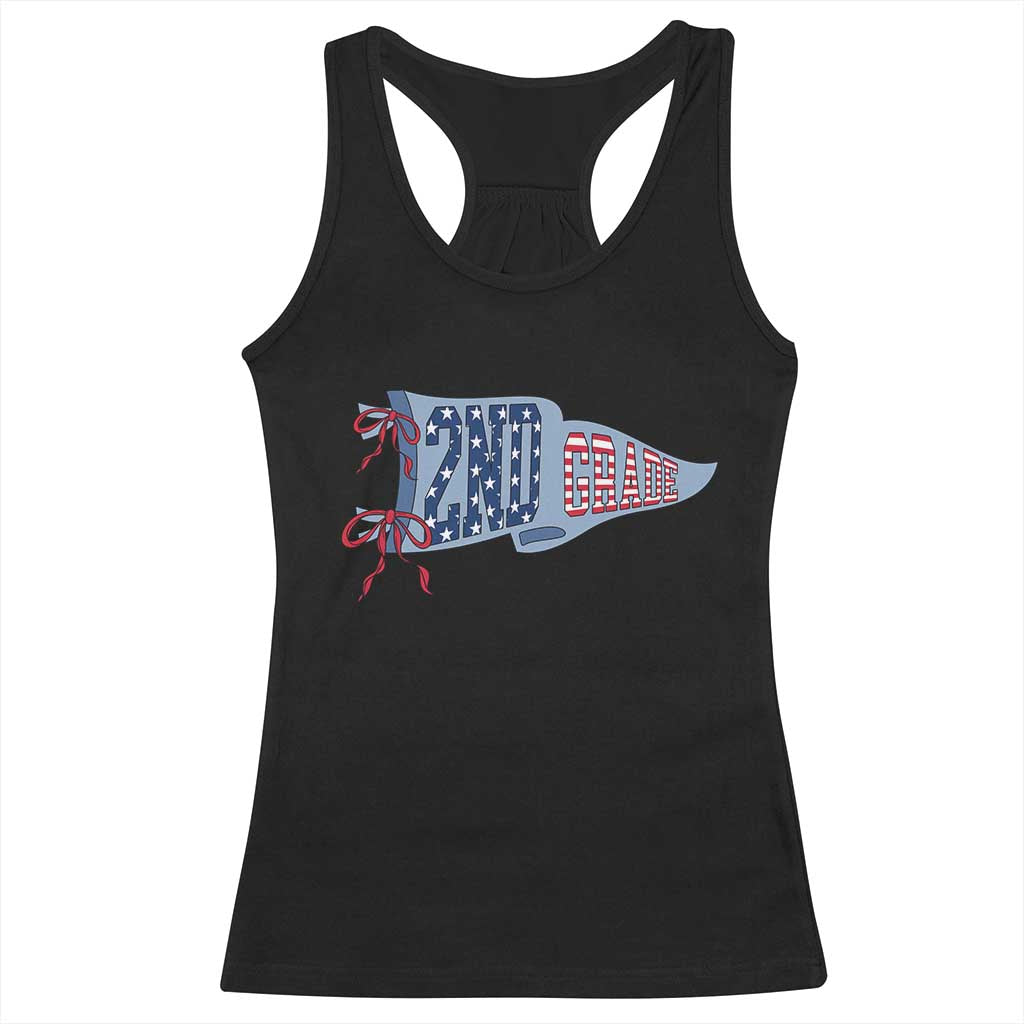 2nd Grade Teacher Pennant US Flag Back to School Racerback Tank Top TS14 Black Print Your Wear