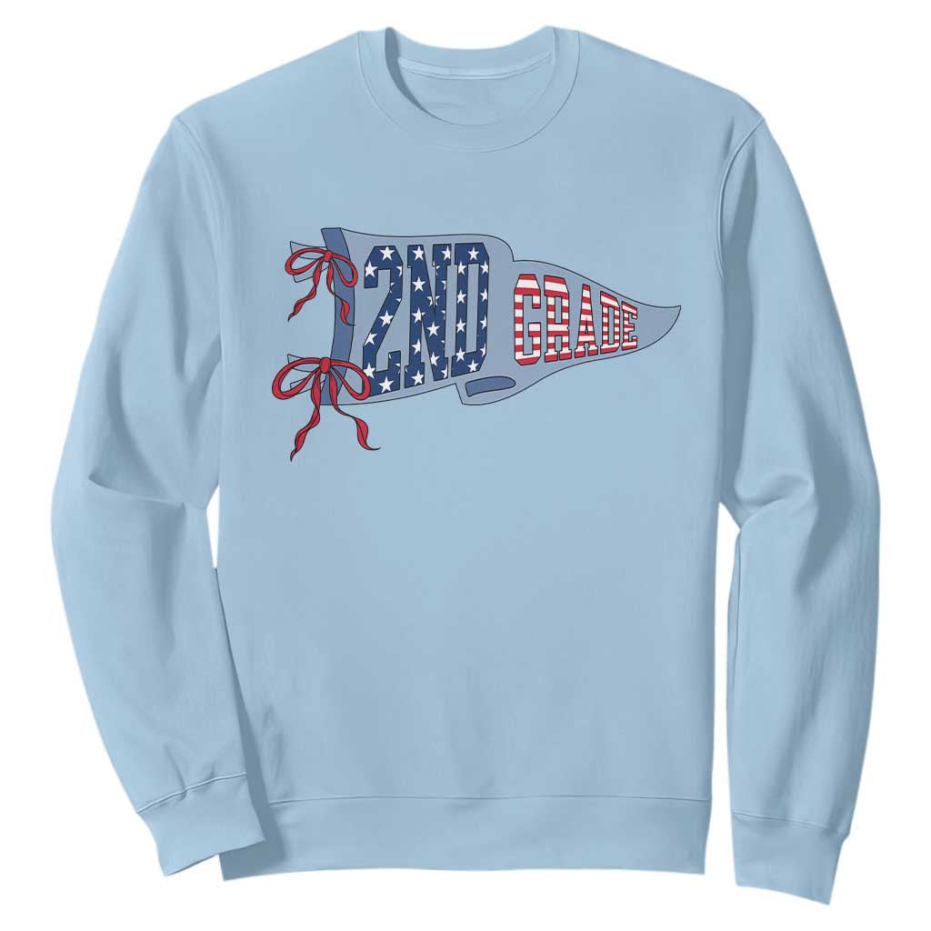 2nd Grade Teacher Pennant US Flag Back to School Sweatshirt TS14 Light Blue Print Your Wear