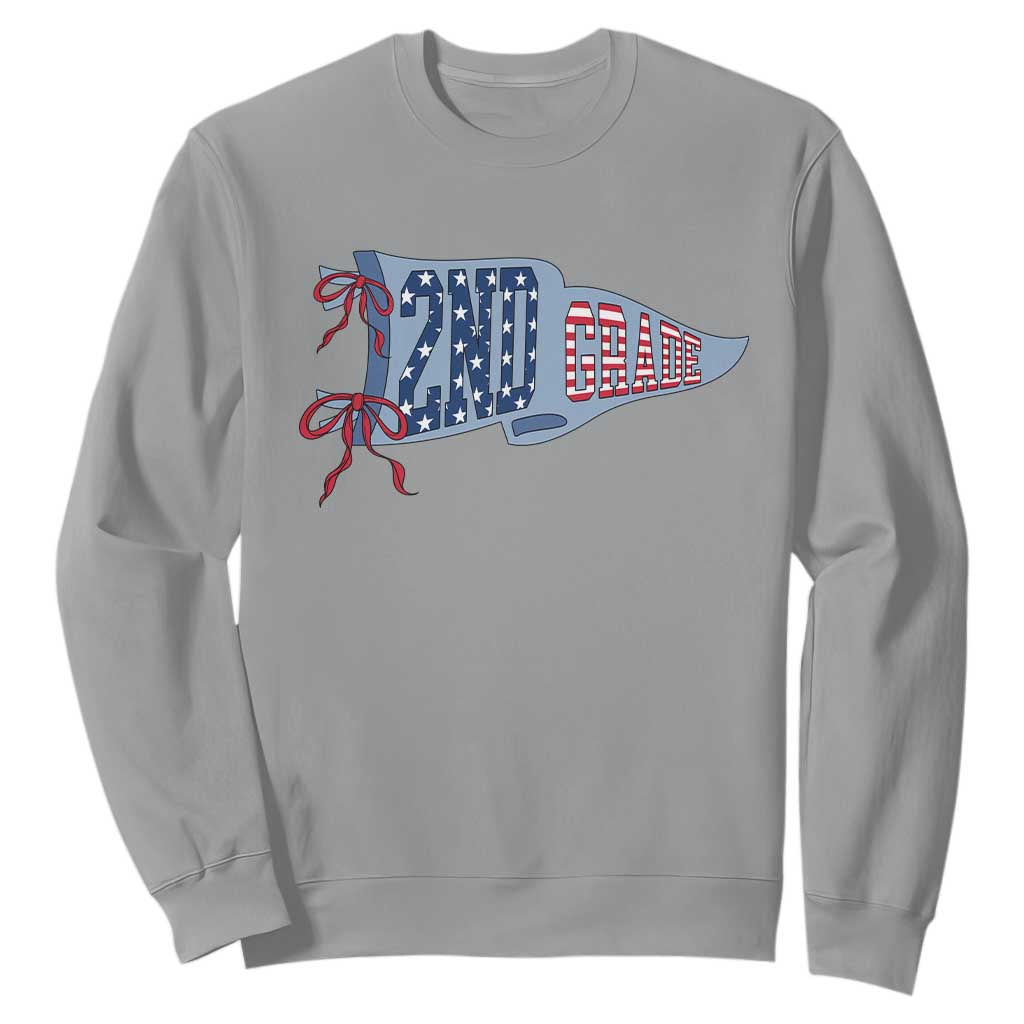 2nd Grade Teacher Pennant US Flag Back to School Sweatshirt TS14 Sport Gray Print Your Wear