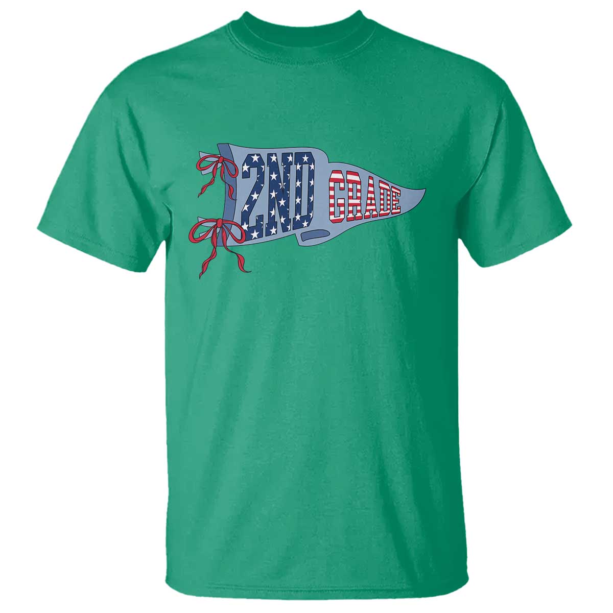 2nd Grade Teacher Pennant US Flag Back to School T Shirt TS14 Irish Green Print Your Wear