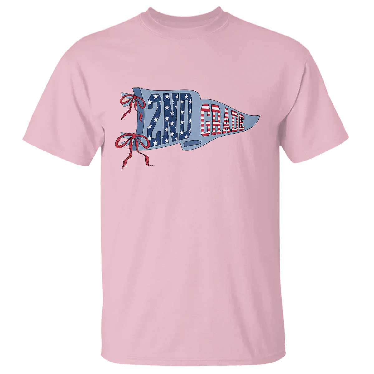2nd Grade Teacher Pennant US Flag Back to School T Shirt TS14 Light Pink Print Your Wear
