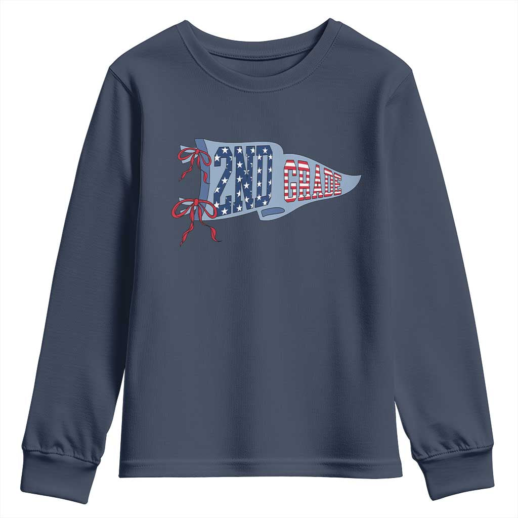 2nd Grade Teacher Pennant US Flag Back to School Youth Sweatshirt TS14 Navy Print Your Wear