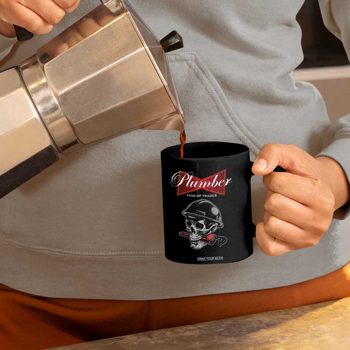 Plumber Plumbing Skull Coffee Mug King Of Trades TS14 Print Your Wear