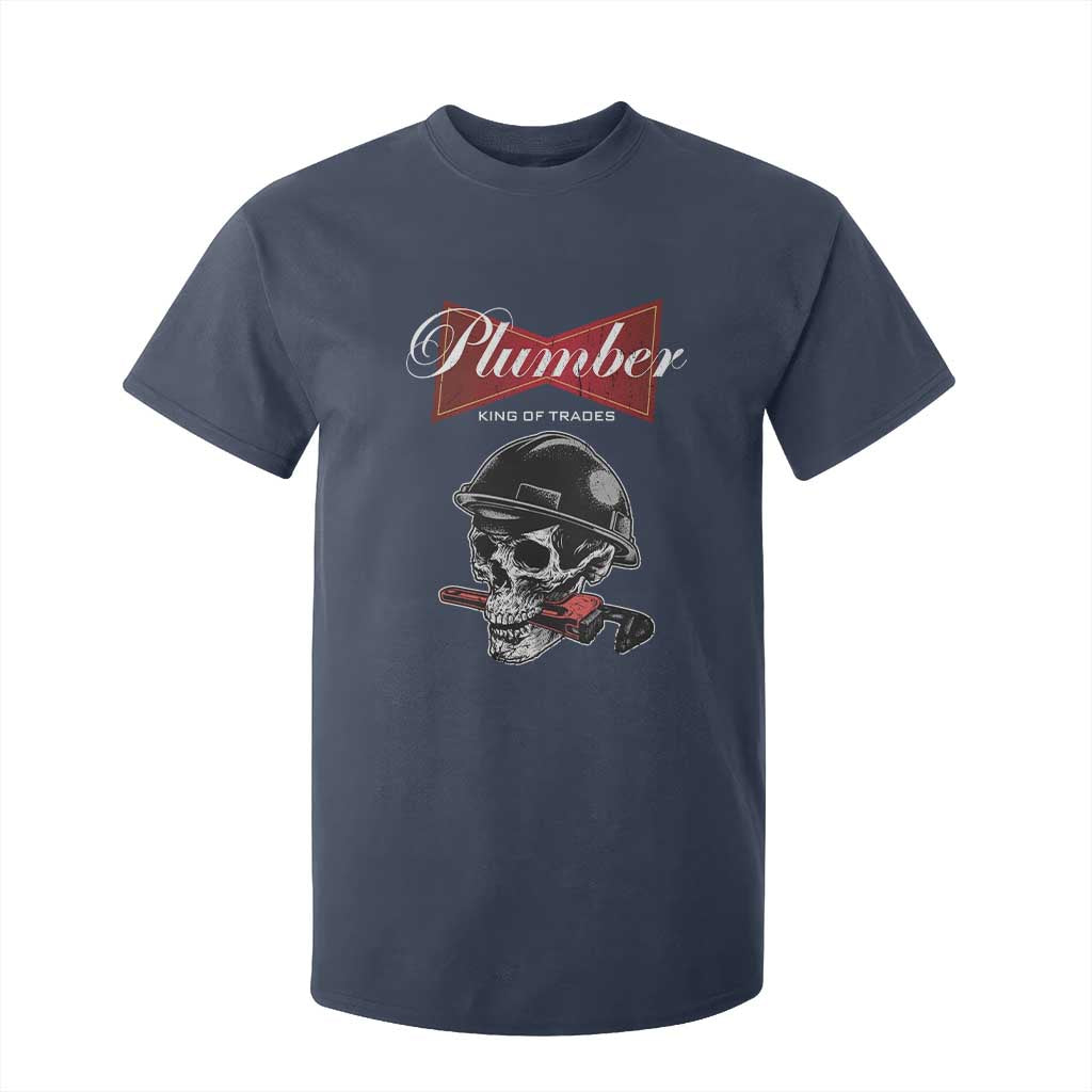 Plumber Plumbing Skull T Shirt For Kid King Of Trades TS14 Navy Print Your Wear