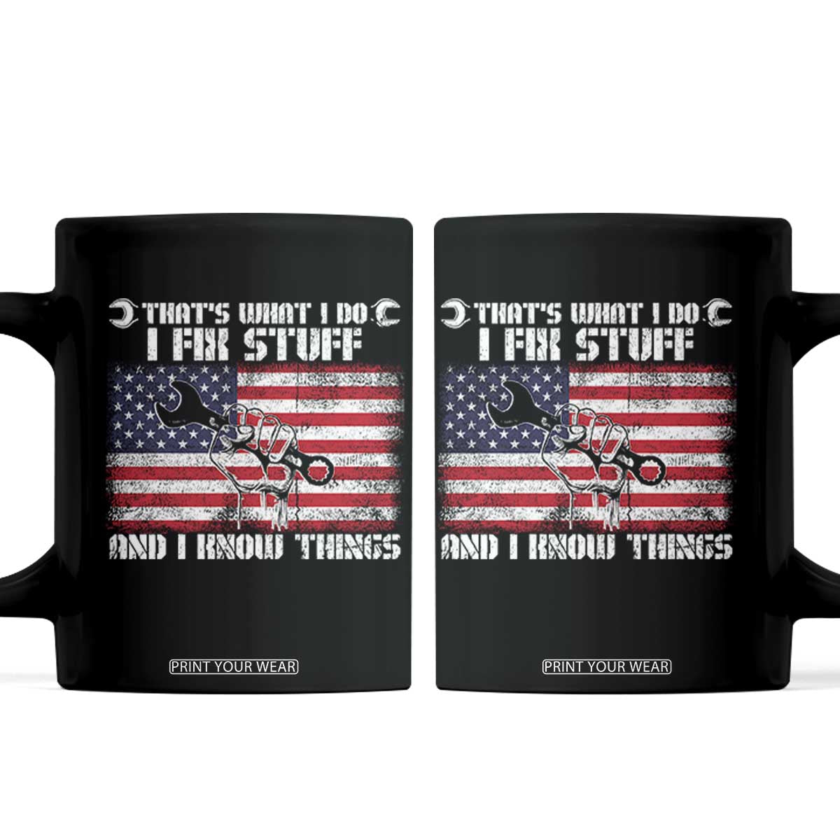 Patriotic Mechanic American Flag Car Repairman Coffee Mug TS14 Black Print Your Wear