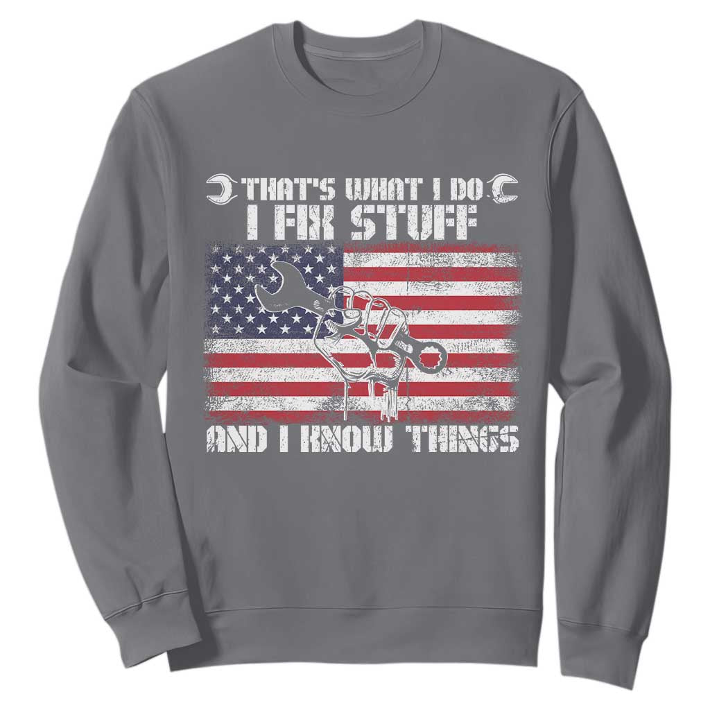 Patriotic Mechanic American Flag Car Repairman Sweatshirt TS14 Charcoal Print Your Wear