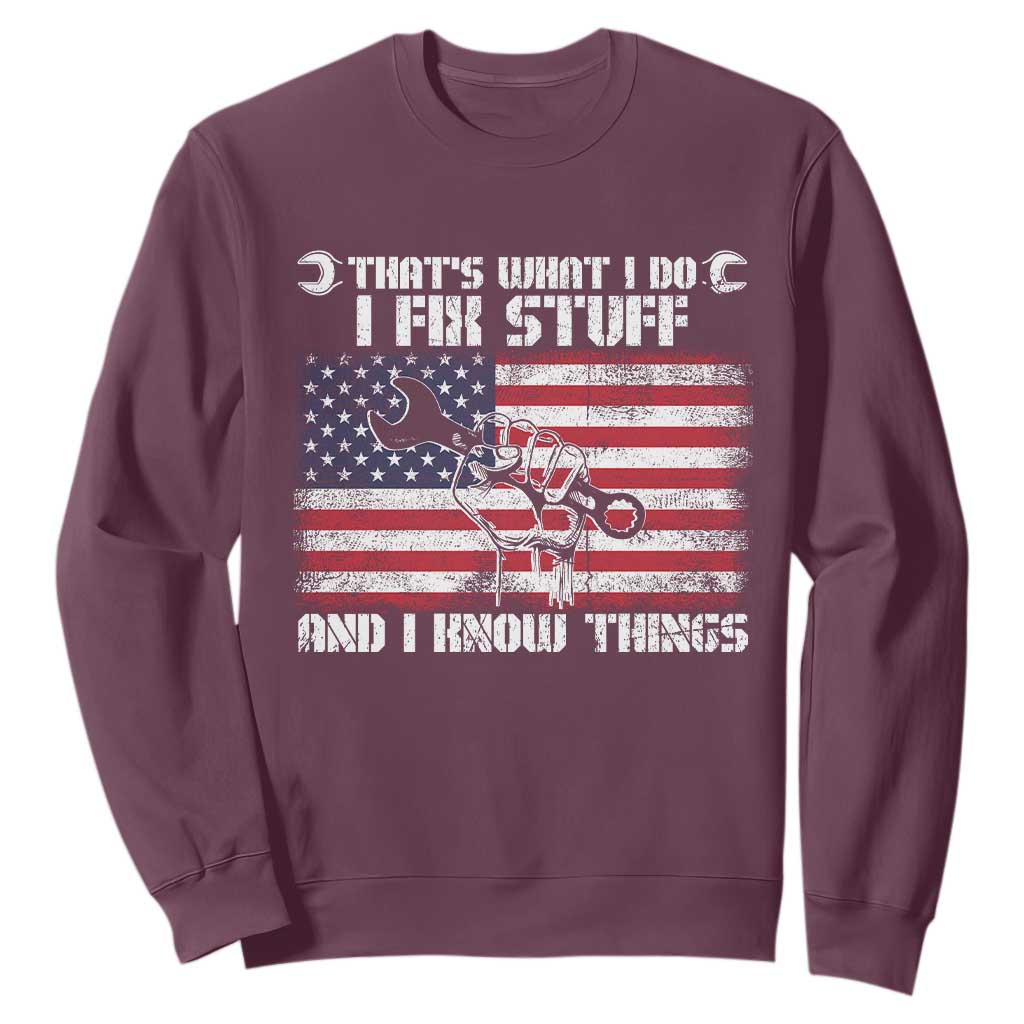 Patriotic Mechanic American Flag Car Repairman Sweatshirt TS14 Maroon Print Your Wear