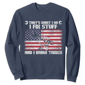 Patriotic Mechanic American Flag Car Repairman Sweatshirt TS14 Navy Print Your Wear