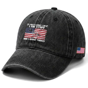 Patriotic Mechanic American Flag Car Repairman Washed Cotton Baseball Cap TS14 Print Your Wear
