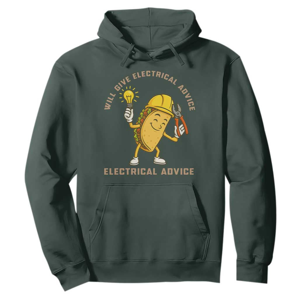 Funny Electrician Hoodie This Electrician Will Work For Tacos TS14 Dark Forest Green Print Your Wear