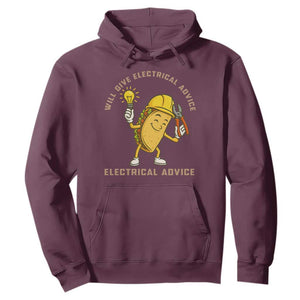 Funny Electrician Hoodie This Electrician Will Work For Tacos TS14 Maroon Print Your Wear